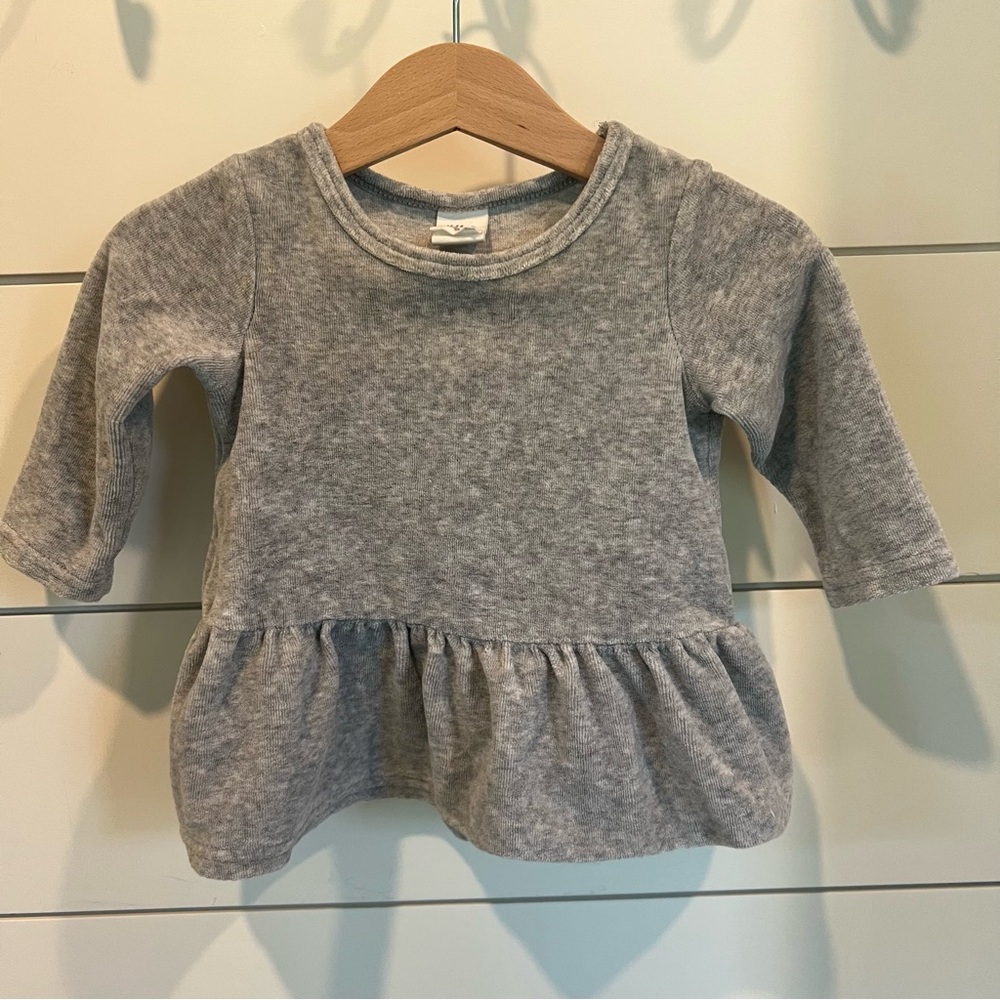 H&M Gray Velour Peplum Tunic Dress